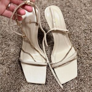 Zara Women's Cream Chain Strap Heels